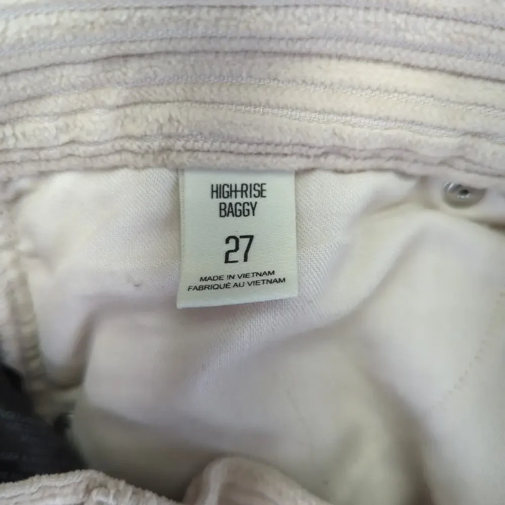 BDG High Rise Baggy Corduroy Jeans‎ Pants Women's Size 27 Cream Ecru